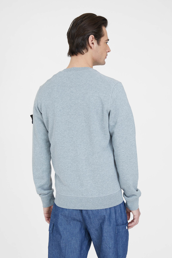 Stone Island Cotton Fleece Garment Dyed Crew Neck Sweatshirt - Melange Grey Stone Island Cotton Fleece Garment Dyed Crew Neck Sweatshirt - Melange Grey