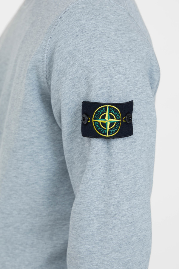 Stone Island Cotton Fleece Garment Dyed Crew Neck Sweatshirt - Melange Grey Stone Island Cotton Fleece Garment Dyed Crew Neck Sweatshirt - Melange Grey
