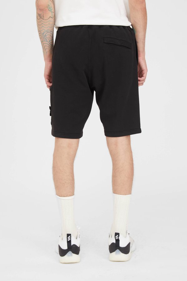 Stone Island Cotton Fleece Garment Dyed Bermuda Shorts - Black Stone Island Cotton Fleece Garment Dyed Bermuda Shorts - Black