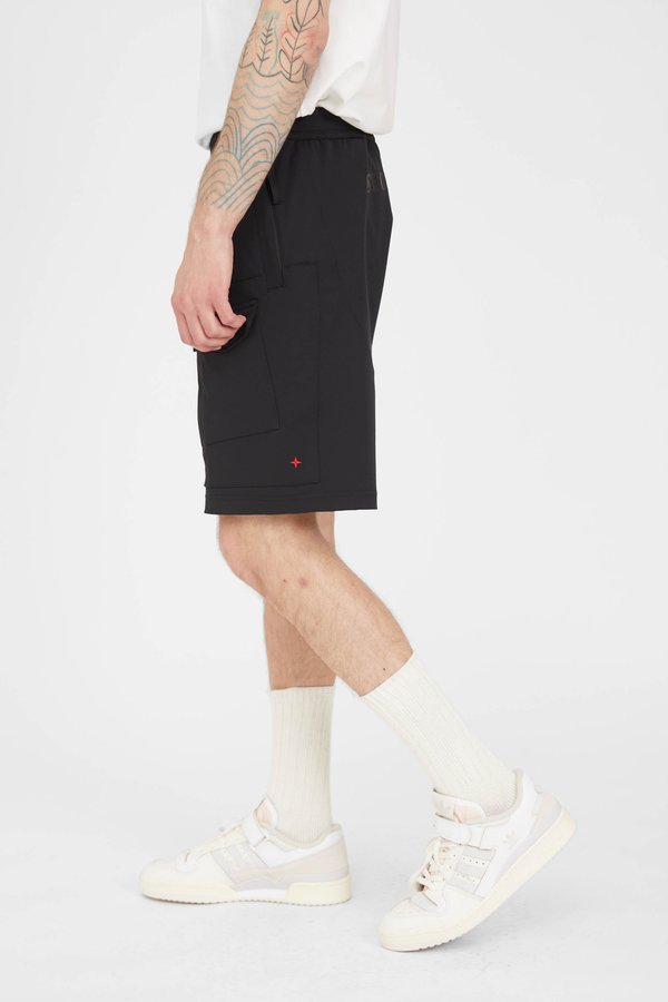 Stone Island Marina Two Way Stretch Recycled Nylon Twill Cargo Shorts - Black Stone Island Marina Two Way Stretch Recycled Nylon Twill Cargo Shorts - Black