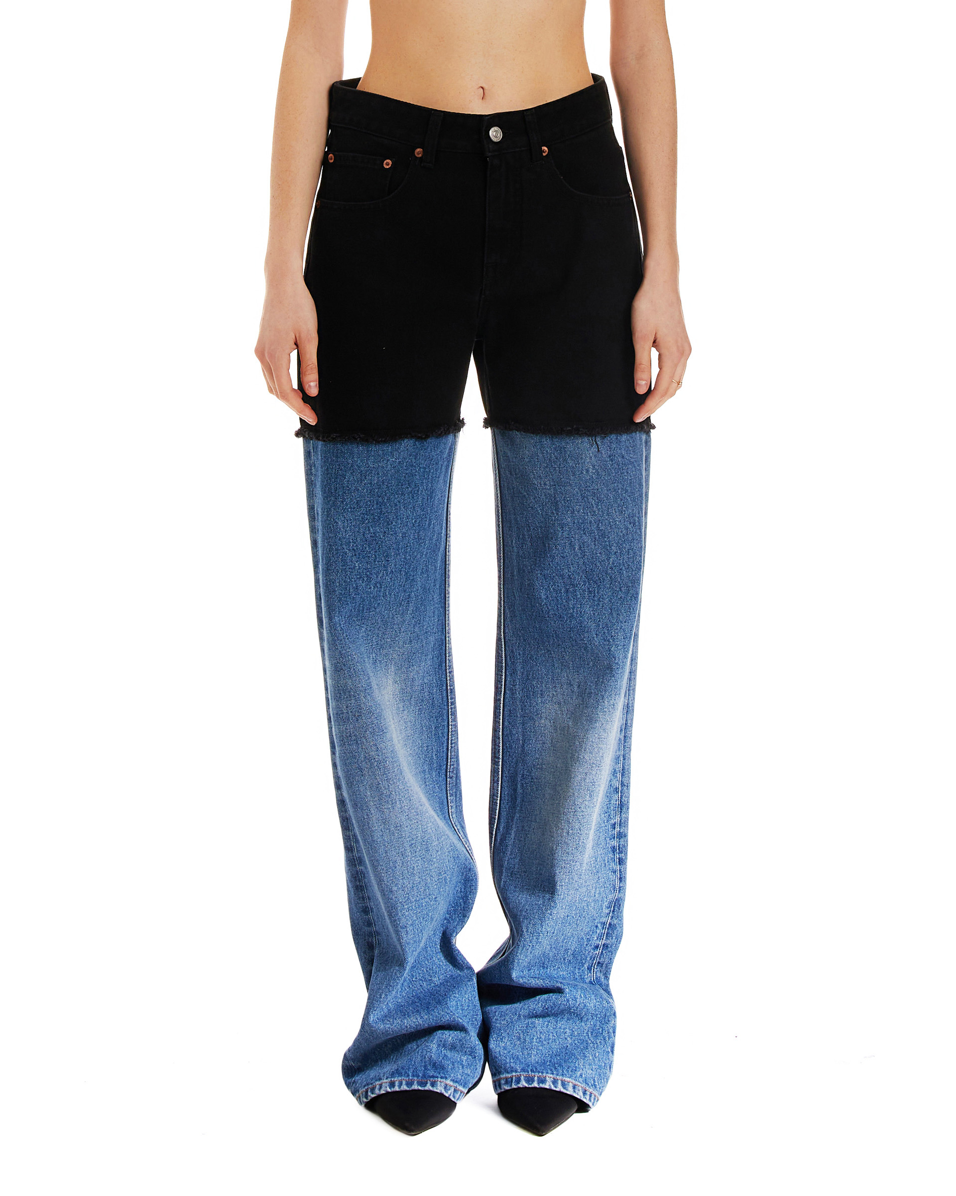MM6 Maison Margiela Two-tone Straight Jeans - Black/Blue | Garmentory display picture 1