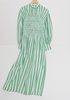 Ganni Stripe Cotton Smock Dress - Kelly Green  - Thumbnail 3
