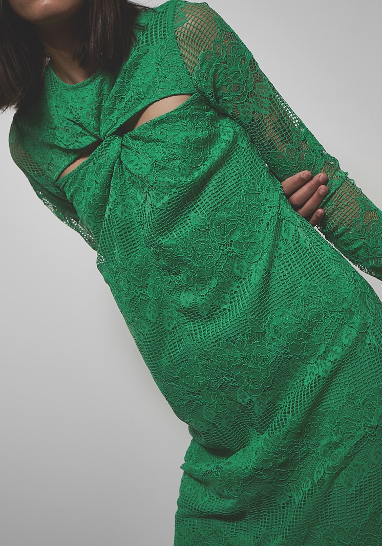 Ganni Lace Twist Dress - Kelly Green | Garmentory