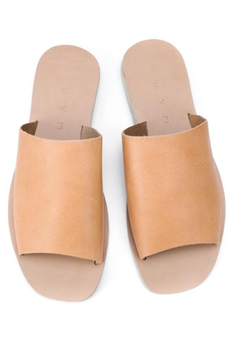 Kalymnos Square Open Toe Slides - Natural Tan