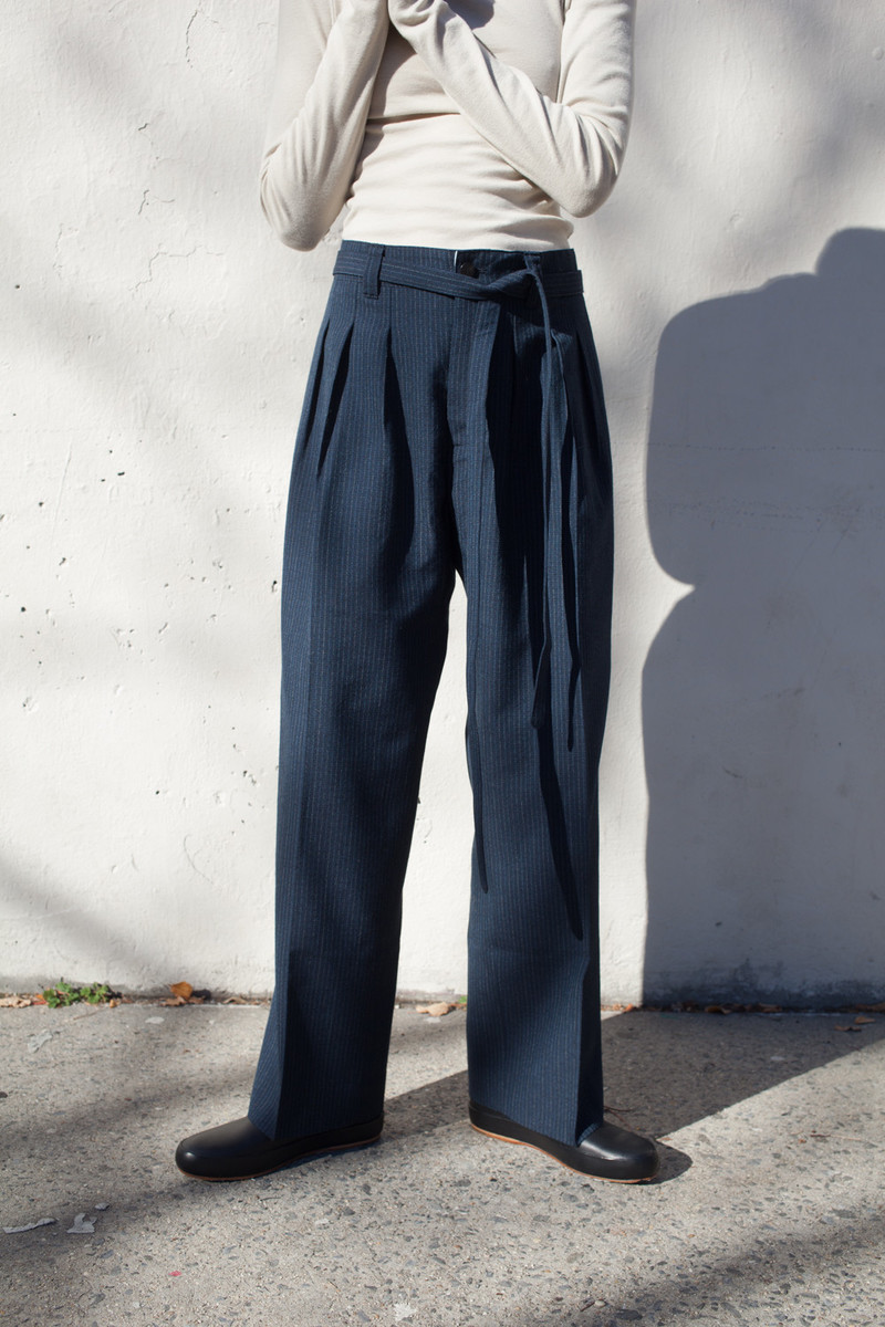 Visvim Hakama Pants in Navy Wool | Garmentory