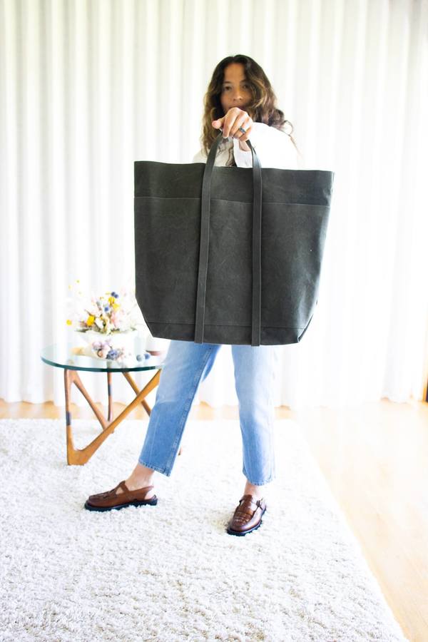 Amiacalva Washed 6 Pocket Tall Tote - Olive | Garmentory