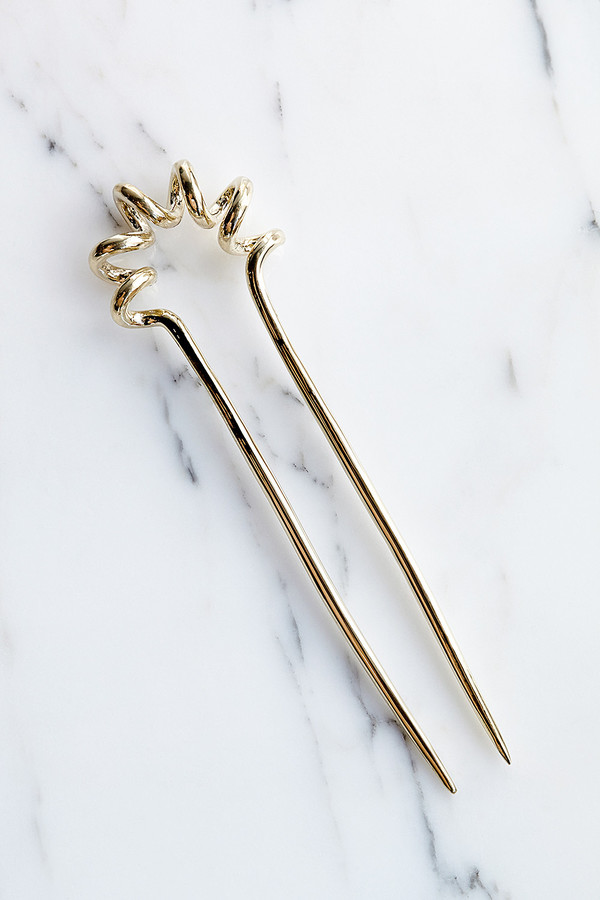 Quarry Large Spire Hairpin in Brass
