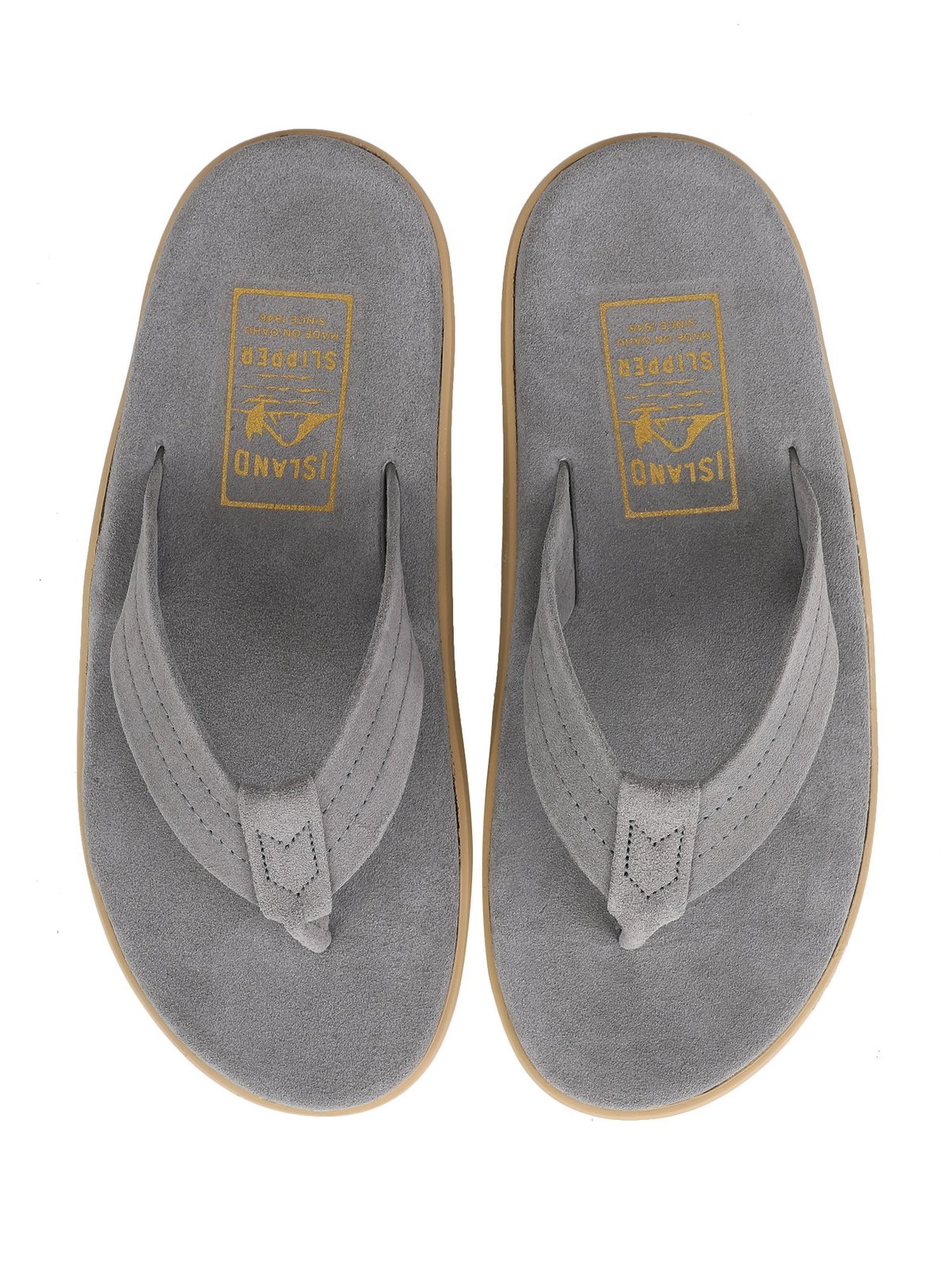 ISLAND SLIPPER Men Suede Thong CHARCOAL SUEDE