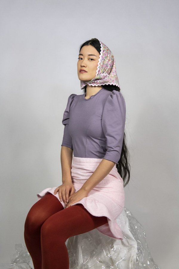 lavender mock turtleneck