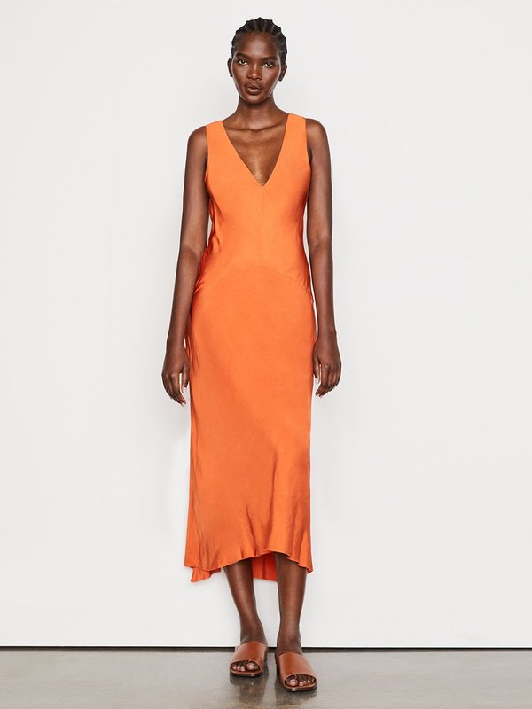 engagement dress for female Women's Orange Colour American Silk Embroidery Work Fully Stitched Gown Orange / XL
