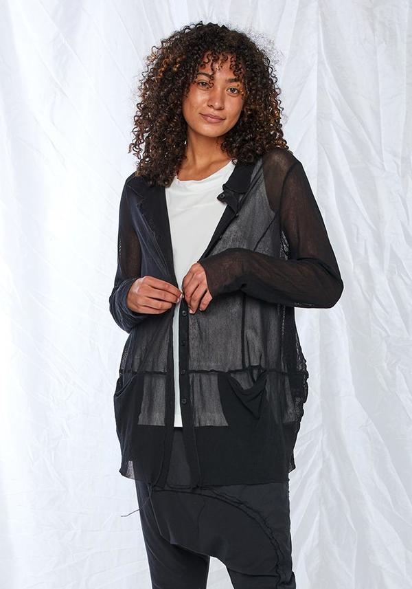 Rundholz Black Label Cotton Mesh Cocoon Hem Jacket - black Rundholz Black Label Cotton Mesh Cocoon Hem Jacket - black