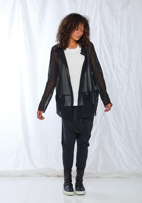 Rundholz Black Label Cotton Mesh Cocoon Hem Jacket - black Rundholz Black Label Cotton Mesh Cocoon Hem Jacket - black