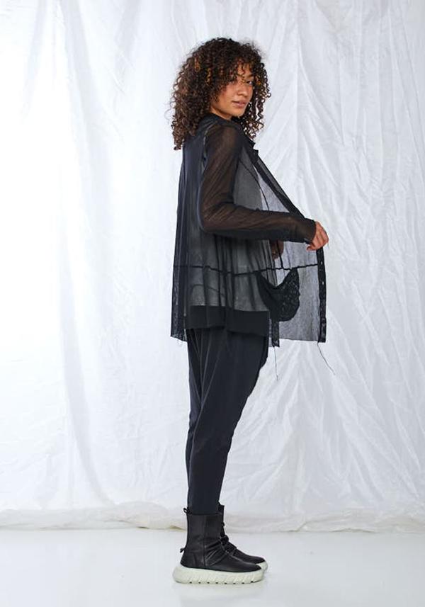 Rundholz Black Label Cotton Mesh Cocoon Hem Jacket - black Rundholz Black Label Cotton Mesh Cocoon Hem Jacket - black