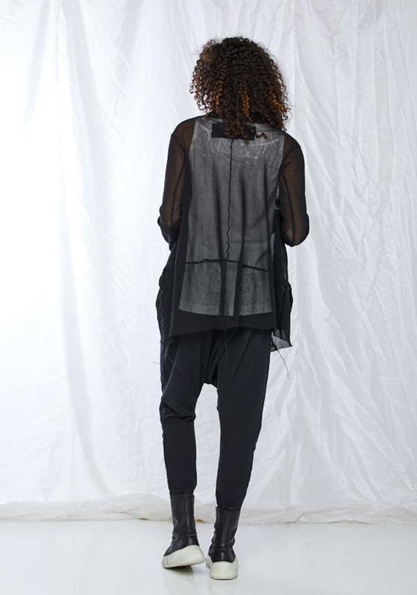 Rundholz Black Label Cotton Mesh Cocoon Hem Jacket - black Rundholz Black Label Cotton Mesh Cocoon Hem Jacket - black
