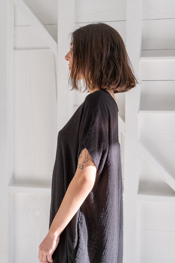 open lace back dress Pleated Cocoon Dress by Black Crane