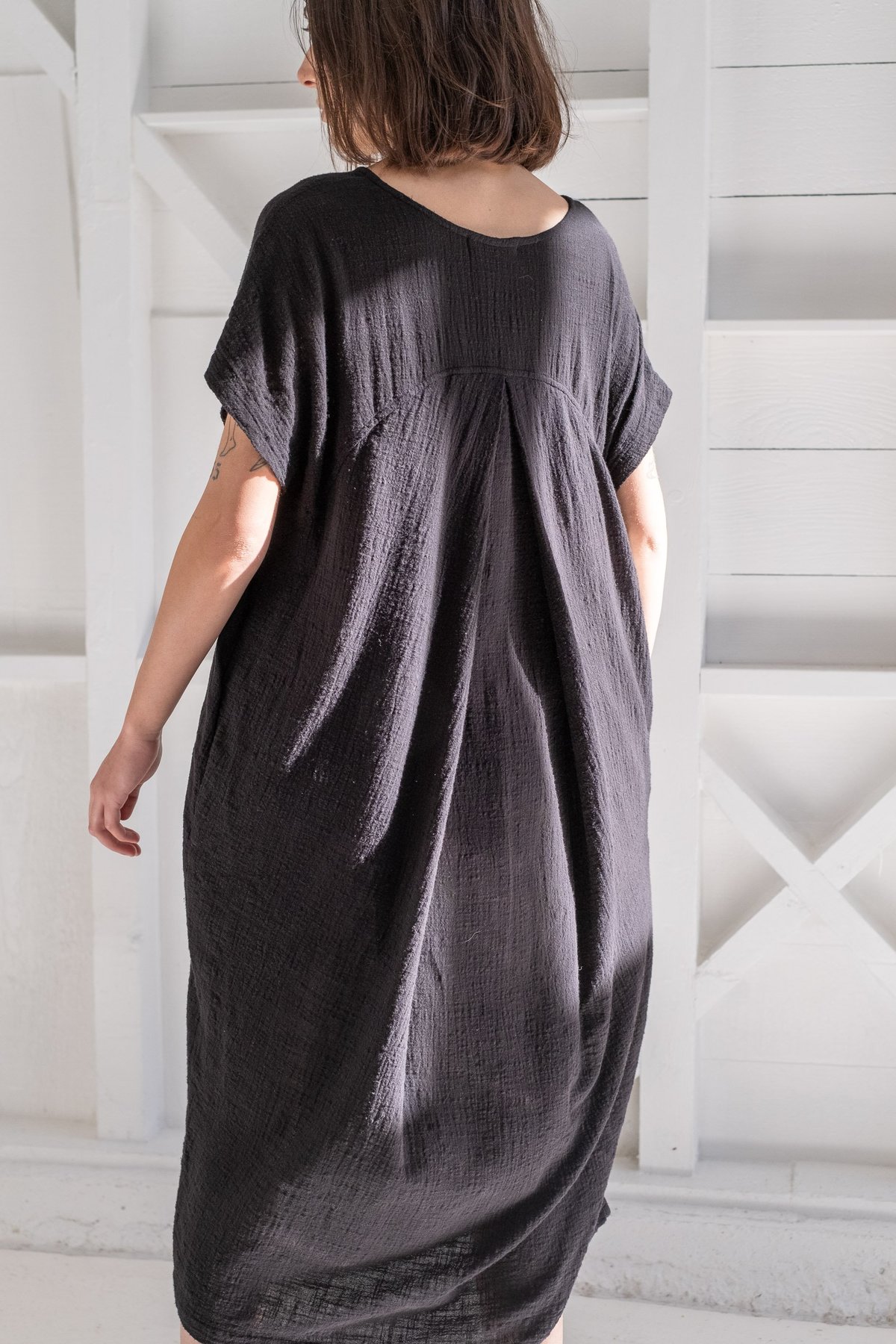 CHEVRON PLEATED COCOON DRESS main image 1
