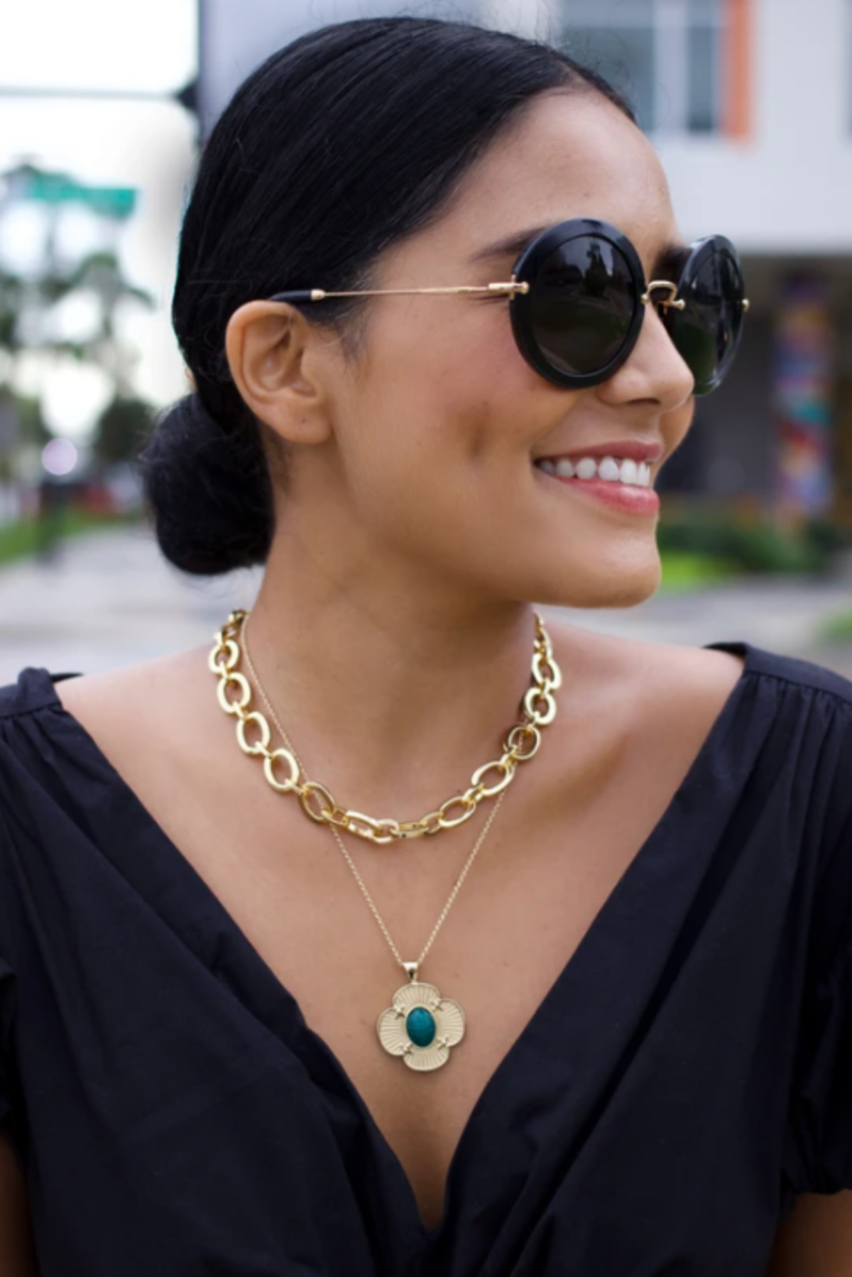 Chunky Link Chain With Lapis Bead | Garmentory