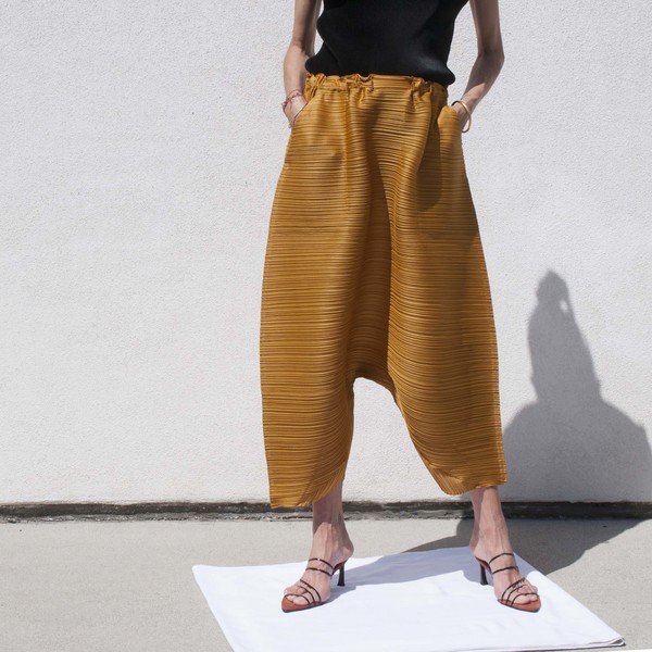 Pleats Please by Issey Miyake Dive Drop Crotch Pleated Pants