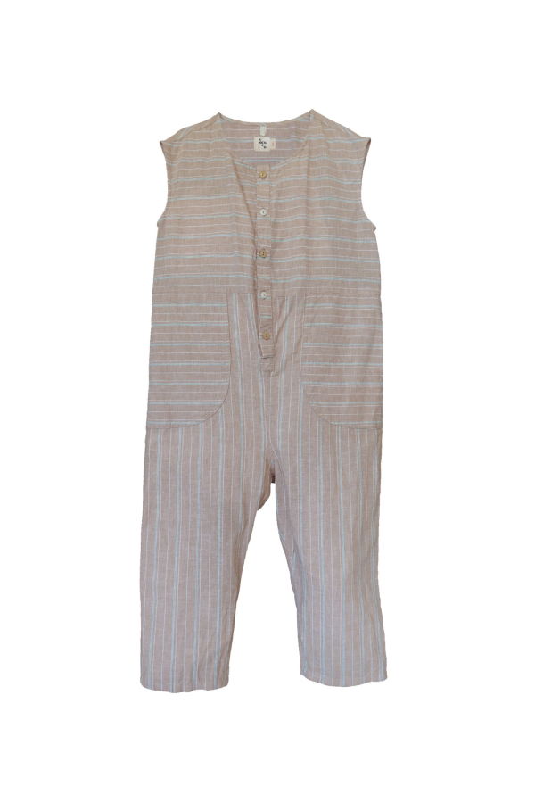kids nico nico Julez Jumpsuit - Khaki Stripe