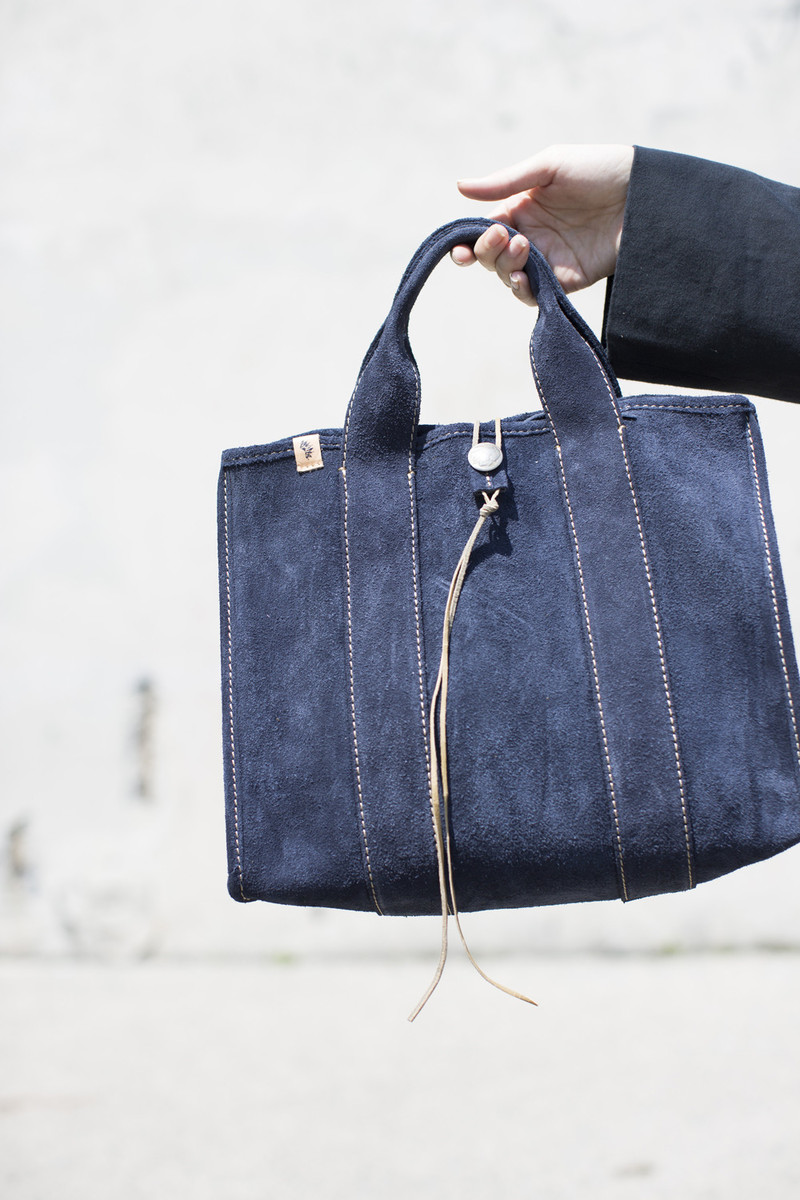 Visvim Teton Tote Bag in Navy Suede | Garmentory