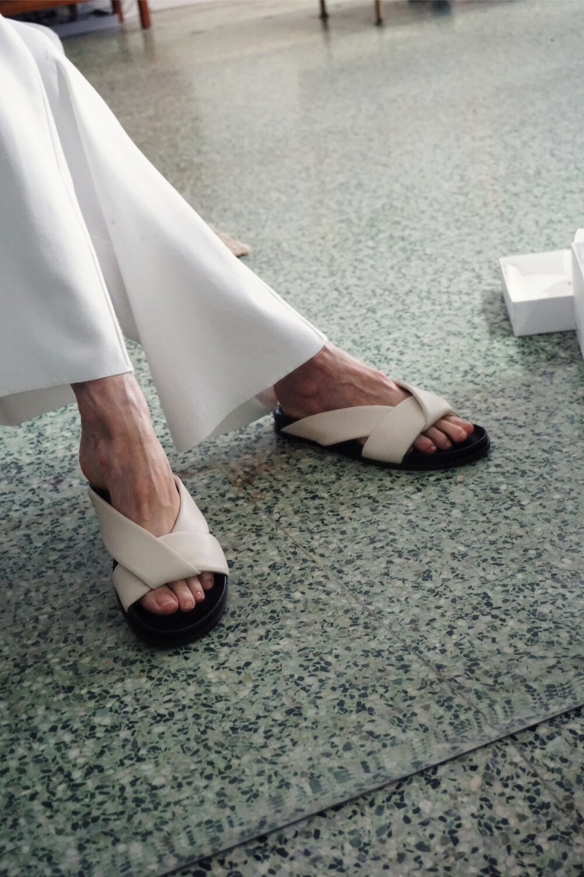 Emme Parsons Folded Slides - Ivory | Garmentory