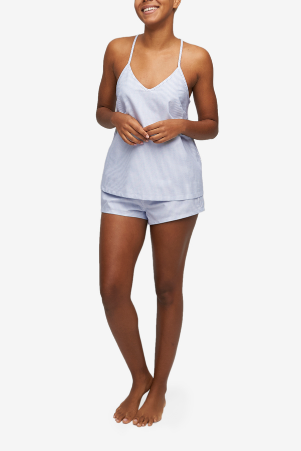The Sleep Shirt Classic Camisole & Classic Short Set - Blue Oxford Stripe The Sleep Shirt Classic Camisole & Classic Short Set - Blue Oxford Stripe