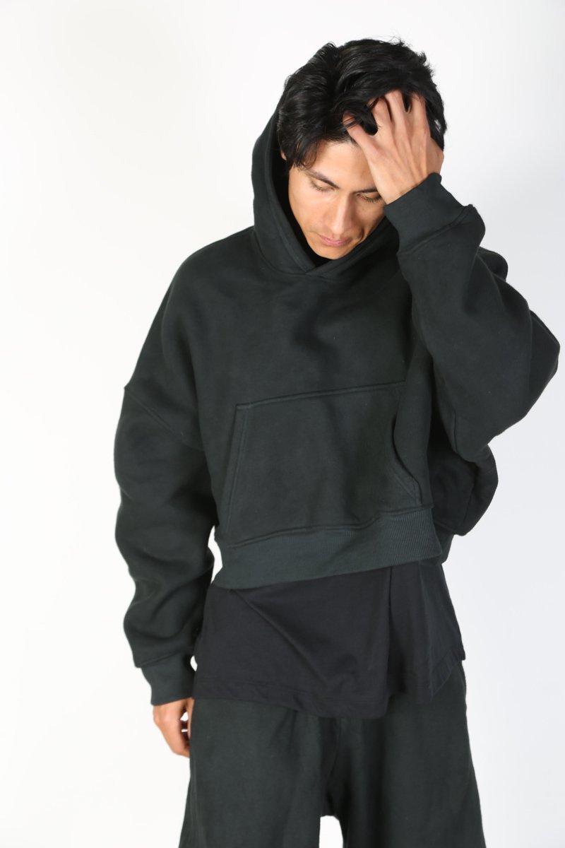 Sebastien Ami CROPPED HOODIE sweater - BLACK