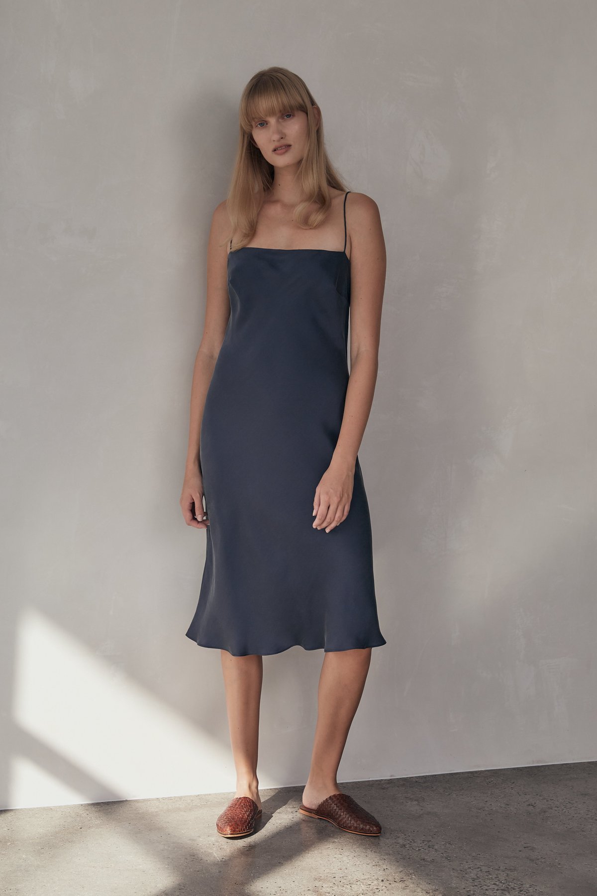 white christmas dresses All You Periwinkle Blue Textured Midi Dress – Shop the Mint main image 1