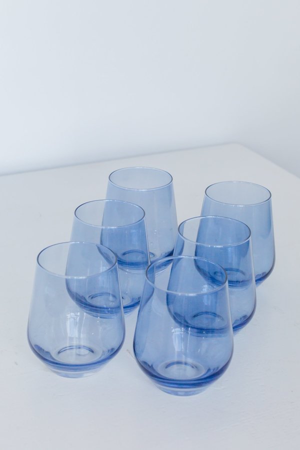 Estelle Colored Glass Stemless Wine Glasses Cobalt Blue Garmentory