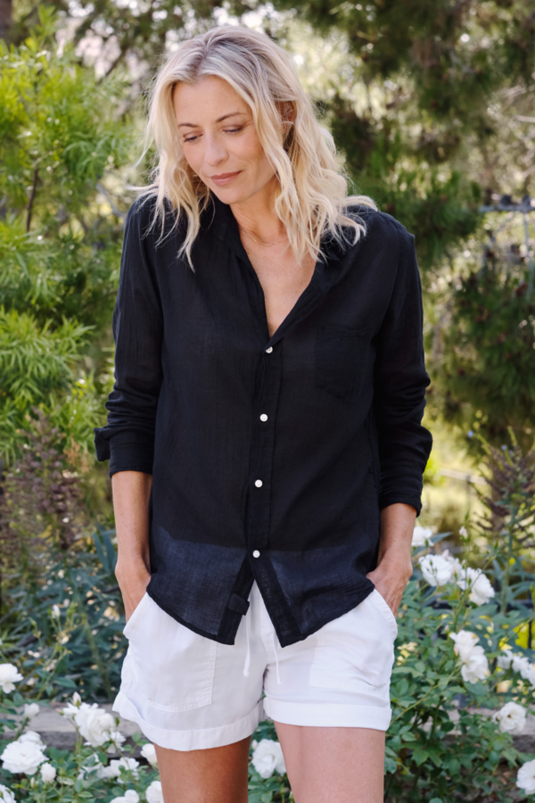 Frank & Eileen Barry Cotton Voile Button Up - Black Frank & Eileen Barry Cotton Voile Button Up - Black