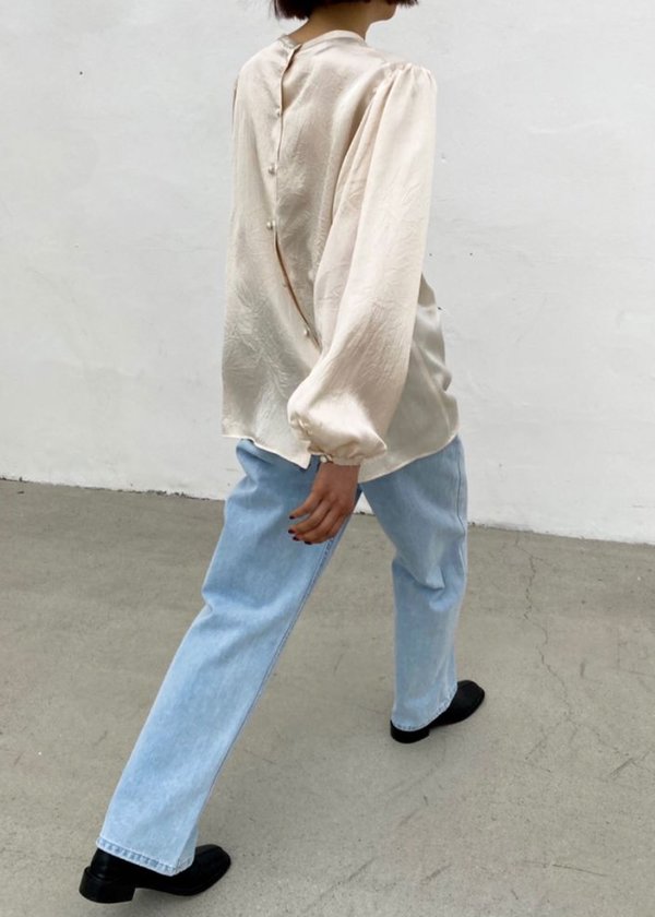 W A N T S Puff Sleeves Textured Silk Blouse - Champagne W A N T S Puff Sleeves Textured Silk Blouse - Champagne