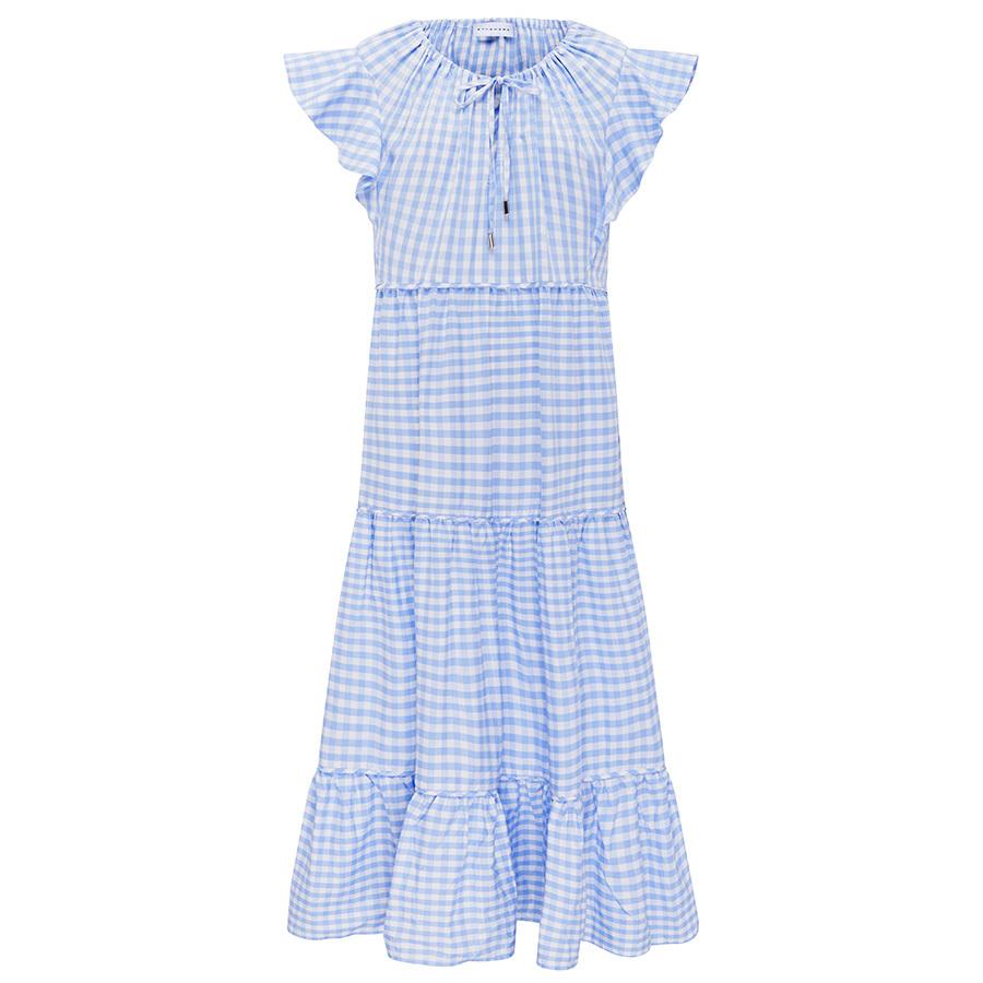 Ephemera Trapeze Maxi Dress Sky Gingham Garmentory