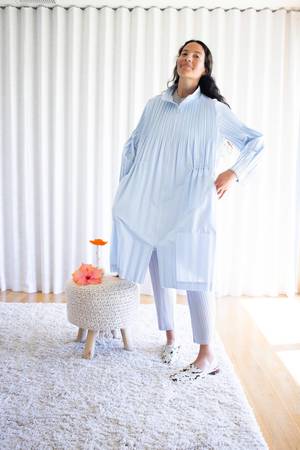 Issey Miyake Pleats Please Jaunty Coat in Light Blue | Garmentory