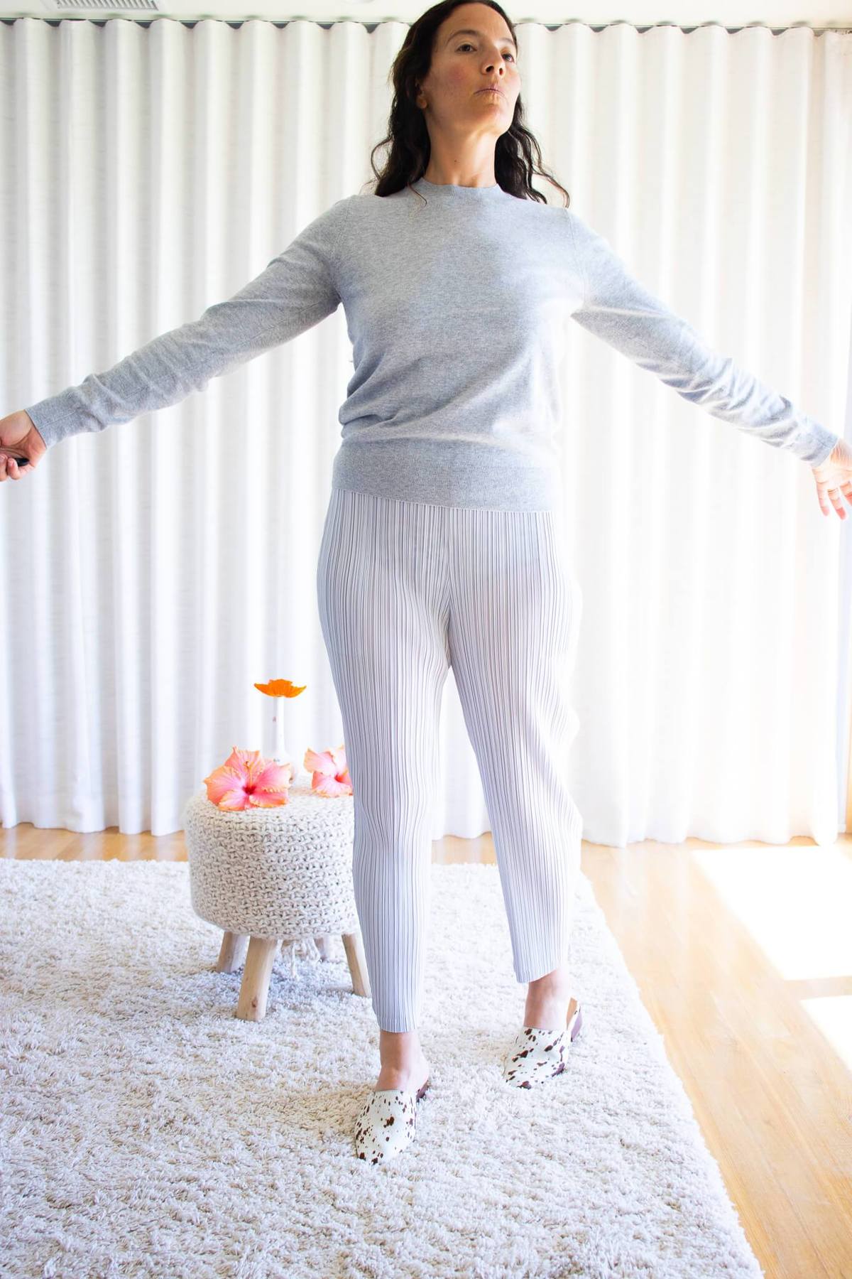 パンツ PLEATS PLEASE ISSEY MIYAKE 'Grainy Colors' pants Gray Pleats Please by Issey Miyake Grainy Colors Pants Dark Blue
