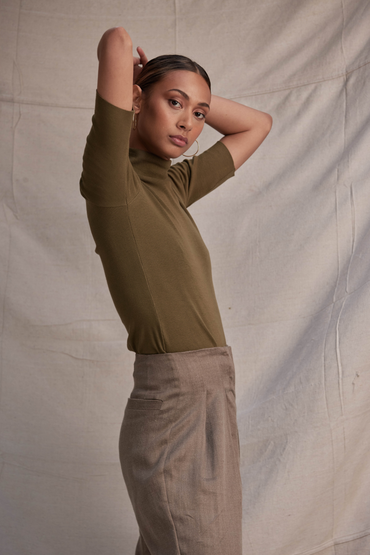 Lois Hazel Skivvy Rib Tee - Olive - Image 1 of 3