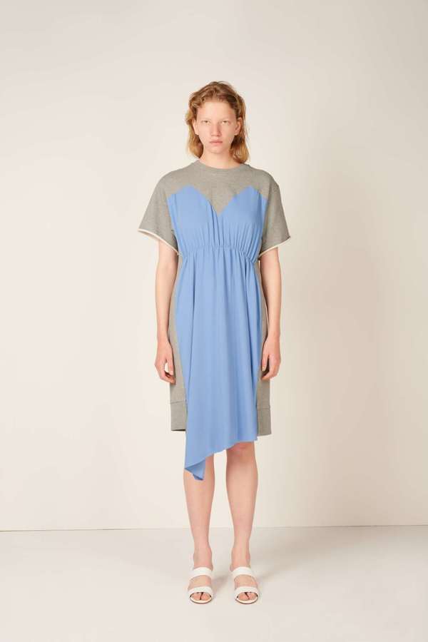 MM6 Maison Margiela Colourblock jersey dress - Grey/Sky blue | Garmentory