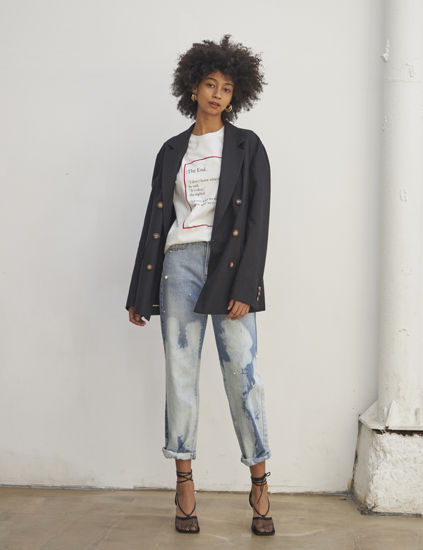 Maison De Ines Drop Pearl Tie Dye Denim - Light Blue