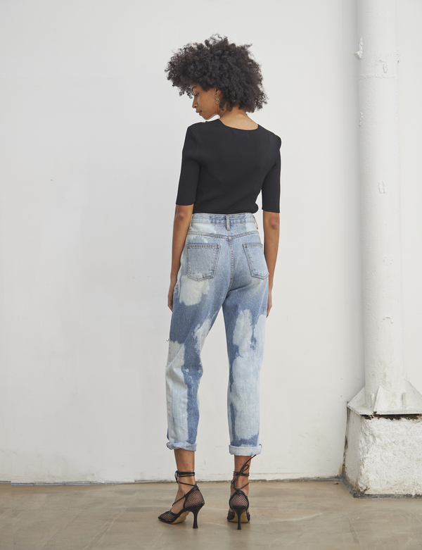 Maison De Ines Drop Pearl Tie Dye Denim - Light Blue