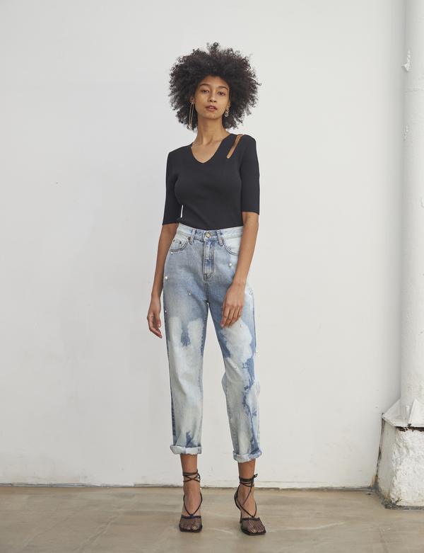 Maison De Ines Drop Pearl Tie Dye Denim - Light Blue