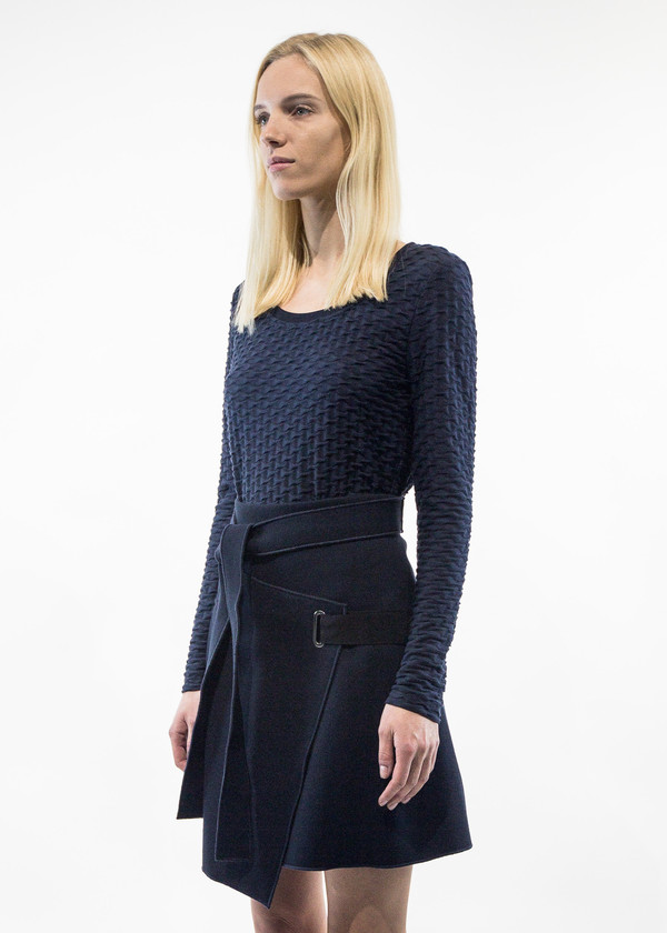 Carven Long-Sleeve Jacquard Jersey T-Shirt