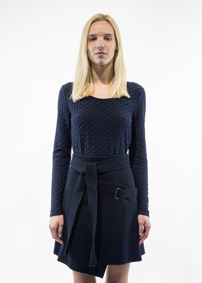 Carven Long-Sleeve Jacquard Jersey T-Shirt