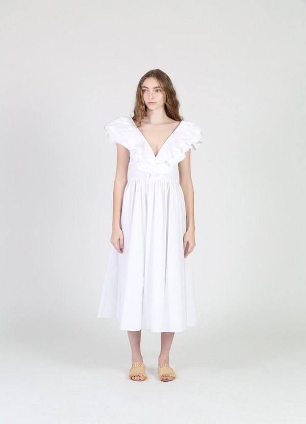 philosophy embroidered dress Mexican Embroidered Peasant Chiffon Midi Dress in White – Celebrity Designz