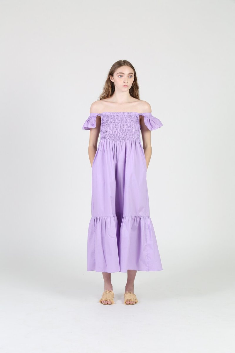 sea new york purple dress Floral Print Long Dress