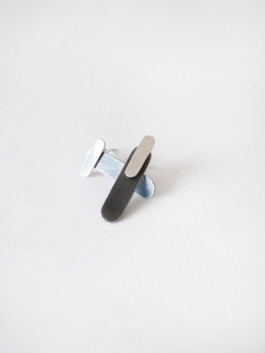 Kat Seale 2-Part Earrings Oblong in Sterling/ Steel Kat Seale 2-Part Earrings Oblong in Sterling/ Steel