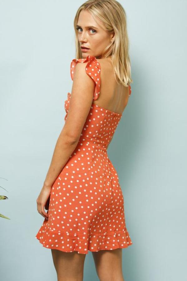 Sage the Label SHERBERT POLKA DOT MINI DRESS - ORANGE | Garmentory