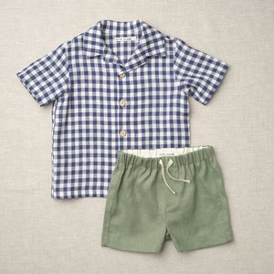 Kids Petits Vilains Adrien Aloha Shirt - Navy Gingham Kids Petits Vilains Adrien Aloha Shirt - Navy Gingham