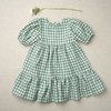 Kids Petits Vilains Clementine Puff Sleeve Dress - Green Gingham - Thumbnail 7