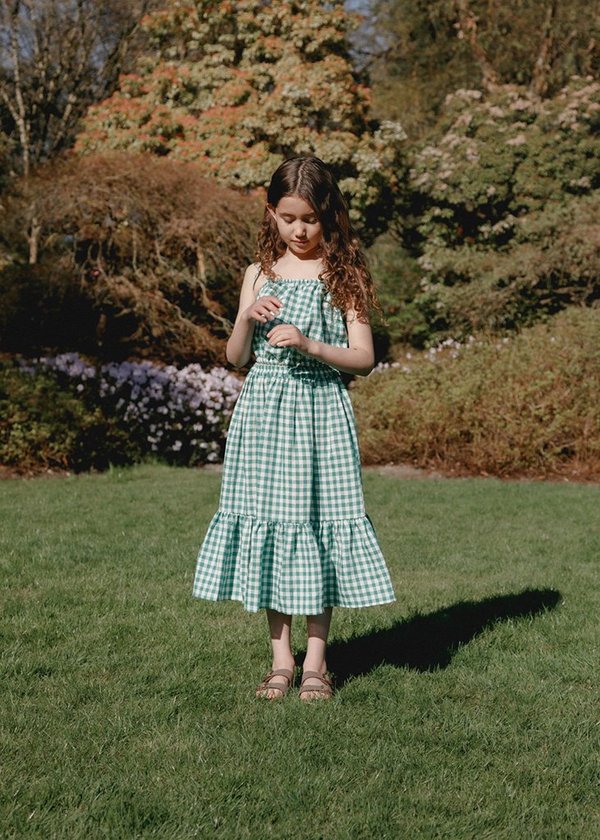 Kids Petits Vilains Colette Prairie Skirt - Green Gingham Kids Petits Vilains Colette Prairie Skirt - Green Gingham