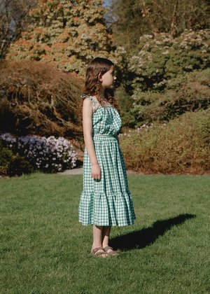 Kids Petits Vilains Colette Prairie Skirt - Green Gingham Kids Petits Vilains Colette Prairie Skirt - Green Gingham