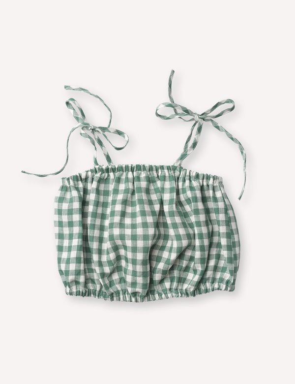 Kids Petits Vilains Monique Bubble Top - Green Gingham Kids Petits Vilains Monique Bubble Top - Green Gingham